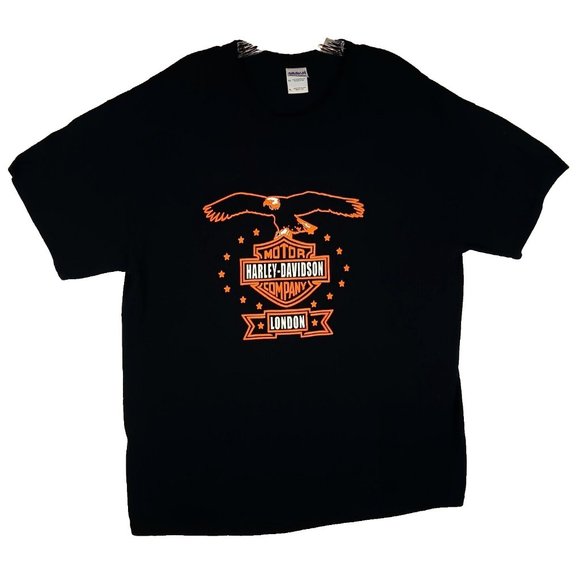 Harley Davidson London Logo T-Shirt Mens X-Large Black with Colorful Eagle Logo - Picture 5 of 6